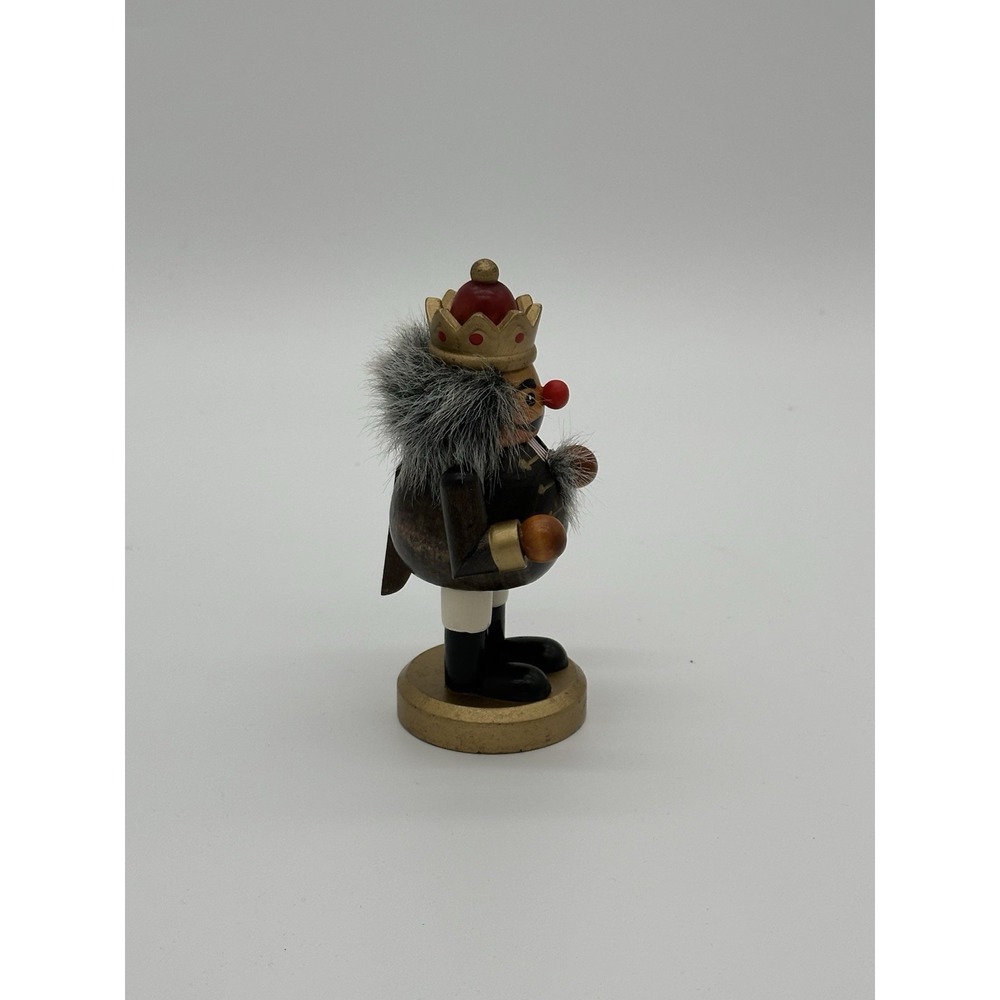 Wooden King Nutcracker Figurine w/ Faux Fur Hair, Christmas Decor, 5 in - Picture 4 of 9